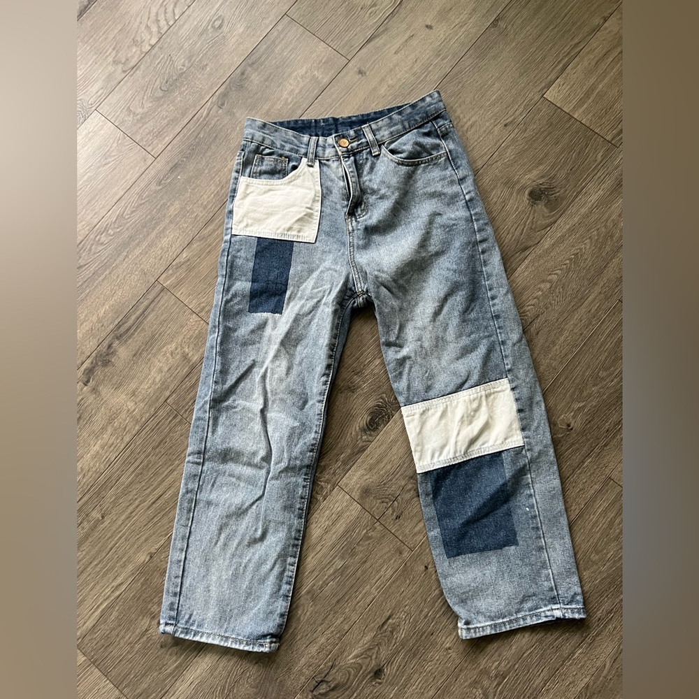 Size Medium Patchwork Jeans. - image 1